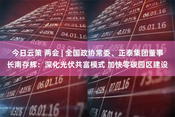 今日云策 两会 | 全国政协常委、正泰集团董事长南存辉:深化光伏共富模式 加快零碳园区建设